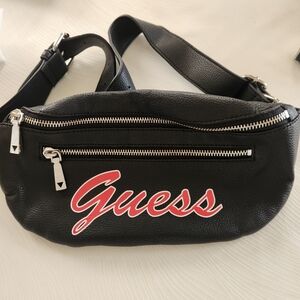 Guess Black Belt Bag with Red Logo